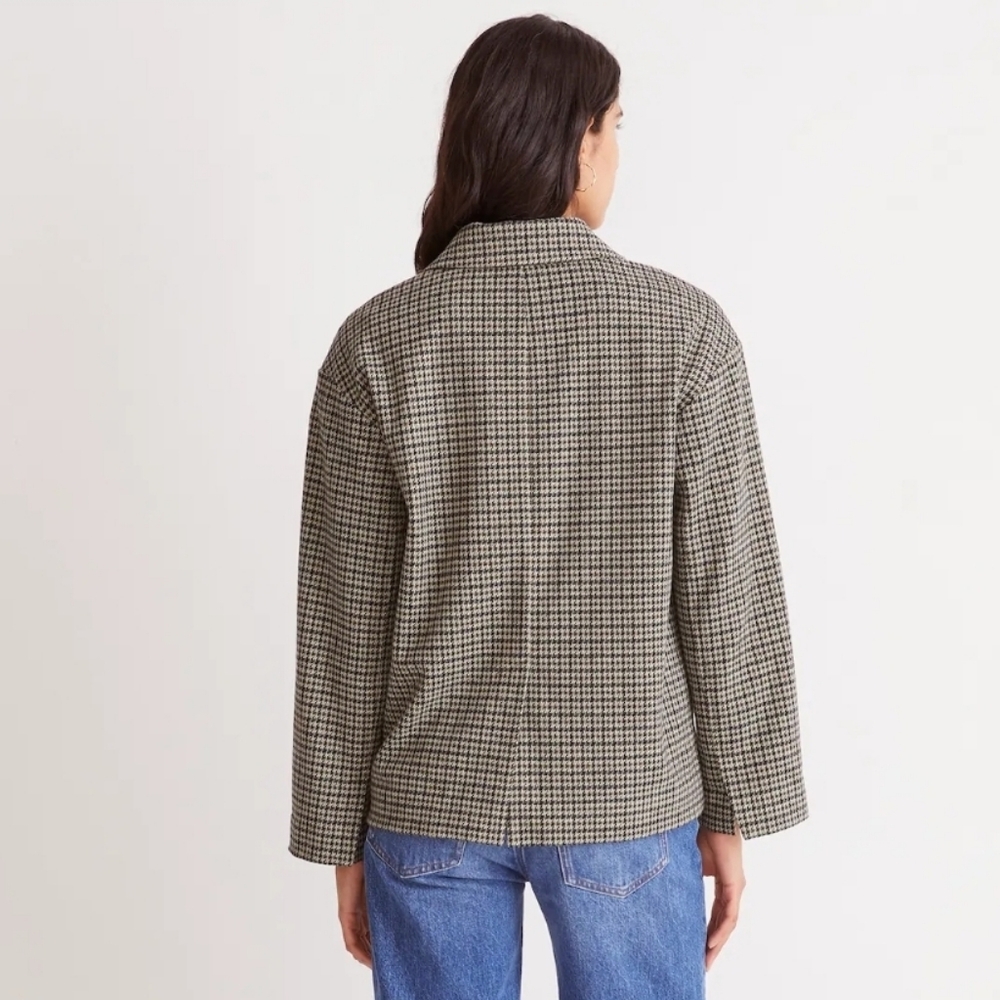 Madewell Oversized Knit Blazer In Houndstooth Womens Size XS Button Up Jacket - Picture 5 of 14